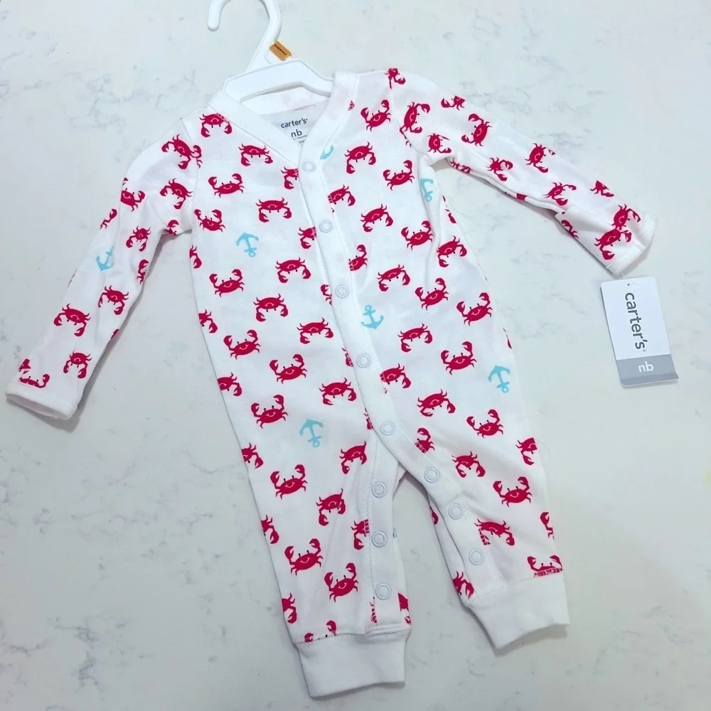 Carter's White and Red Crab Print Kids One Piece